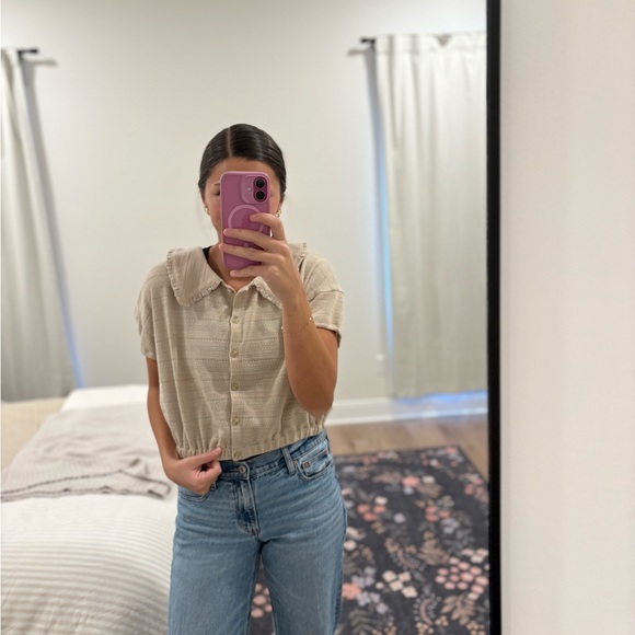 Madewell Ruffle Collared Top Size Medium - Picture 1 of 8